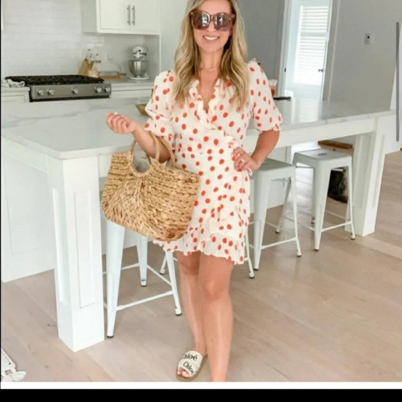 Rixo ruffle wrap dress polka dot large 12 14 - Picture 11 of 13